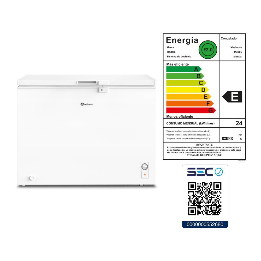 Freezer Horizontal Mademsa M300D / Fr&iacute;o Directo / 290 Litros / E image number 8.0